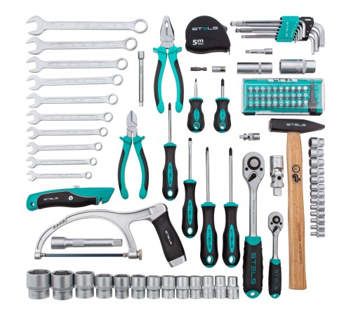Набор инструментов, 1/2", 1/4", CrV, пластиковый кейс 98 предметов Stels
