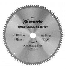Пильный диск по дереву, 305 х 30 мм, 96 зубьев Matrix Professional
