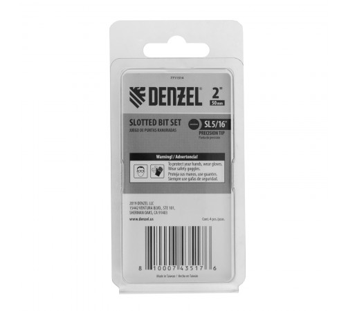 Набор бит, SL5/16"x2", 4 шт. Denzel
Набор бит, SL5/16"x2", 4 шт. Denzel