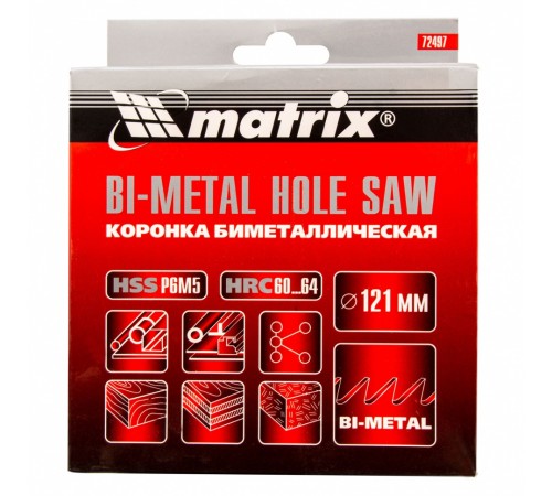 Коронка Bimetal, 121 мм Matrix
Коронка Bimetal, 121 мм Matrix