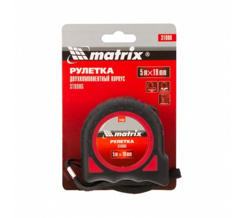 Рулетка Strong,5 м х 19 мм,обрезиненный корпус Matrix
Рулетка Strong,5 м х 19 мм,обрезиненный корпус Matrix
