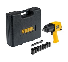 Ударный пневмогайковерт IW860+набор головок, 1/2", 7000 об/мин, 868 Нм Denzel
