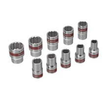 Набор торцевых головок, 1/2", 12 гранные, CrV, 10-24мм, 10 штук Matrix
