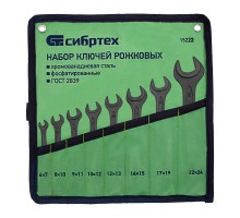Набор ключей рожковых, 6 - 24 мм, 8 шт., CrV, фосфатированные Сибртех

