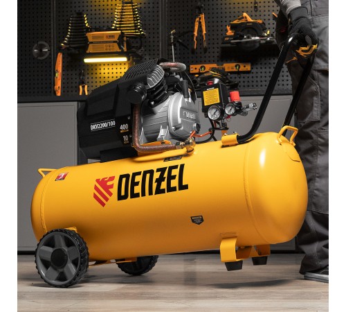 Компрессор воздушный DKV2200/100, Х-PRO 2.2 кВт, 400 л/мин, 100л Denzel
