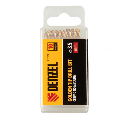 Сверло по металлу, 3,5 мм, HSS-Tin, Golden Tip, 10 шт. Denzel
Сверло по металлу, 3,5 мм, HSS-Tin, Golden Tip, 10 шт. Denzel