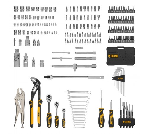 Набор инструментов, 1/2", 3/8", 1/4", CrV, S2, пластиковый кейс, 232 предмета Denzel
Набор инструментов, 1/2", 3/8", 1/4", CrV, S2, пластиковый кейс, 232 предмета Denzel