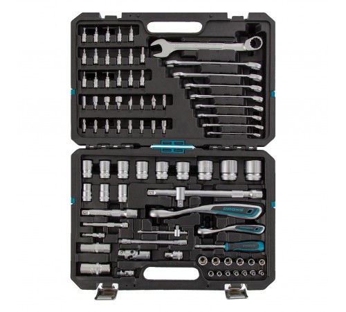 Набор инструментов, 1/4", 1/2", CrV, 120 зубьев, 82 предмета Gross
Набор инструментов, 1/4", 1/2", CrV, 120 зубьев, 82 предмета Gross