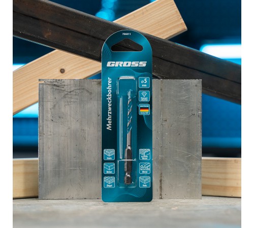 Сверло универсальное, Multipurpose PRO, 6-гр. хвостовик, 5мм Gross
