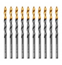 Сверло по металлу, 4,8 мм, HSS-Tin, Golden Tip, 10 шт. Denzel
