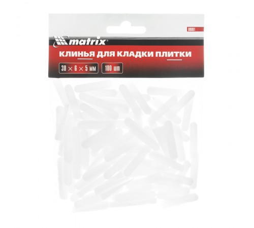 Клинья, 30 х 6 х 5мм, для кладки плитки, 100 шт Matrix
Клинья, 30 х 6 х 5мм, для кладки плитки, 100 шт Matrix