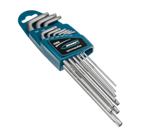 Набор ключей имбусовых Torx -TT, 9 шт: T10-T50, экстра-длинные, S2, сатинированные Gross
Набор ключей имбусовых Torx -TT, 9 шт: T10-T50, экстра-длинные, S2, сатинированные Gross