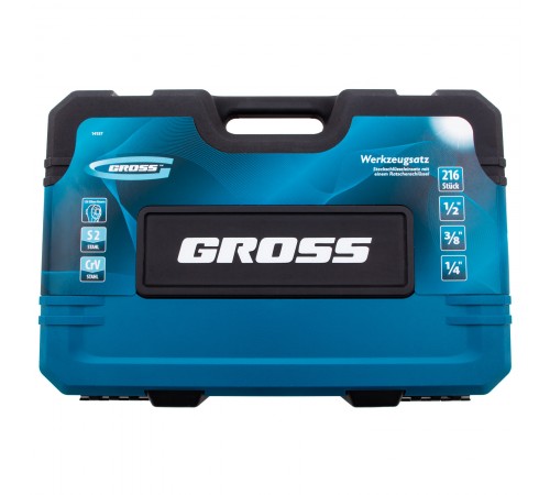 Набор инструментов, 1/2", 3/8", 1/4", CrV, 120 зубьев, 216 предметов Gross
Набор инструментов, 1/2", 3/8", 1/4", CrV, 120 зубьев, 216 предметов Gross