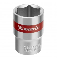 Головка торцевая, 19 мм, шестигранная, CrV, под квадрат 1/2, хромированная Matrix
