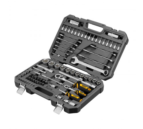 Набор инструментов, 1/2", 1/4", CrV, S2, пластиковый кейс, 82 предмета Denzel
Набор инструментов, 1/2", 1/4", CrV, S2, пластиковый кейс, 82 предмета Denzel