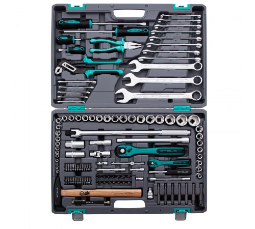 Набор инструментов, 1/4", 1/2", Cr-V, S2, усиленный кейс, 119 предметов Stels

