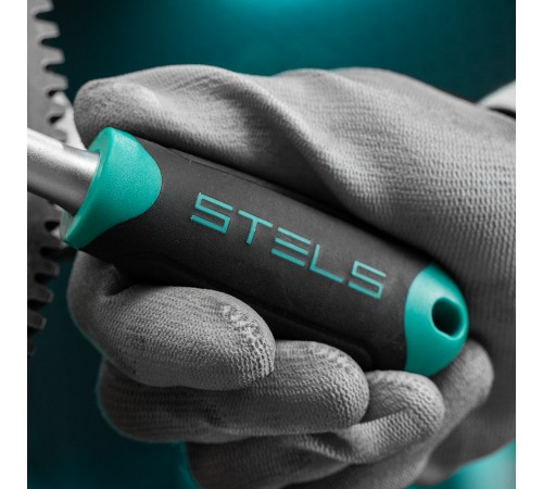 Ключ-трещотка 3/8", CrV, 72 зуба, с быстрым сбросом, матовый хром Stels
