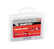 Бита PZ1 x 50 мм, сталь 45Х, 10 шт, пластиковый бокс Matrix
