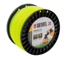 Леска для триммера витой квадрат, 3,0мм х 163м, на DIN катушке FLEX CORD Denzel
