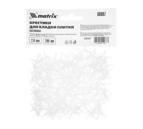 Крестики, 2.0 мм, для кладки плитки, 200 шт Matrix
Крестики, 2.0 мм, для кладки плитки, 200 шт Matrix