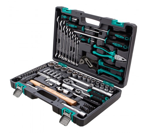 Набор инструментов, 1/2", 1/4", CrV, пластиковый кейс 76 предметов Stels

