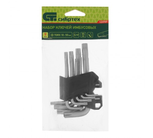 Набор ключей имбусовых Torx-Tempered, TT10-50, CrV, 9 шт. Сибртех
Набор ключей имбусовых Torx-Tempered, TT10-50, CrV, 9 шт. Сибртех
