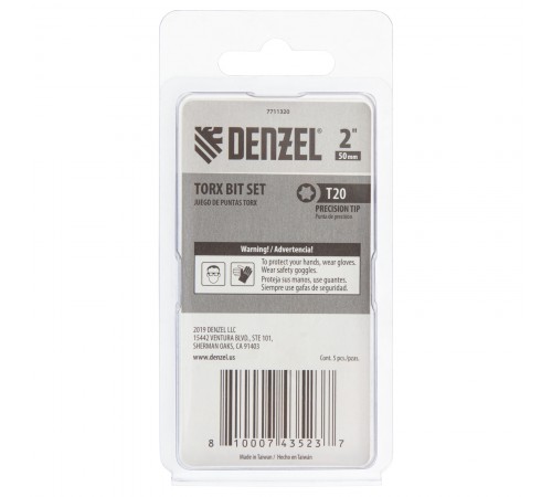 Бита T20x50, 5 шт. Denzel
