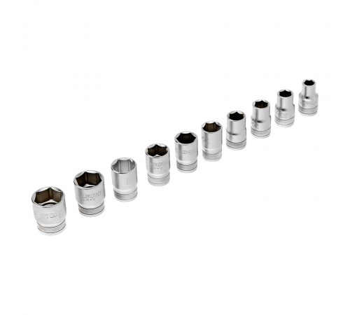 Набор торцевых головок, трещотка 120 зубьев, 1/2", CrV, 12 предметов Gross
