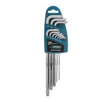 Набор ключей имбусовых Torx -TT, 9 шт: T10-T50, экстра-длинные, S2, сатинированные Gross
