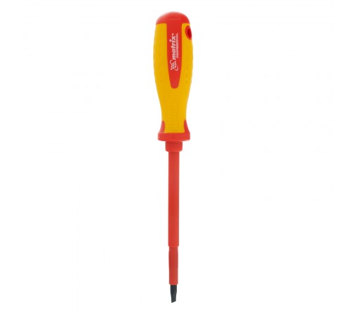 Отвертка Insulated, SL5.5 x 125 мм, CrMo, до 1000 В, двухкомпонентная рукоятка Matrix Professional
Отвертка Insulated, SL5.5 x 125 мм, CrMo, до 1000 В, двухкомпонентная рукоятка Matrix Professional