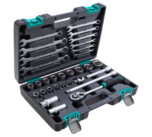 Набор инструментов, 1/2", CrV, пластиковый кейс 31 предмет Stels
