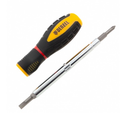 Отвертка комбинированная, SL3/16"-PH1, SL1/4"-PH2, 3-х компонентная рукоятка Denzel
