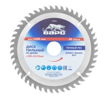 Пильный диск по дереву 200 x 32/30 мм, 48 твердосплавных зубъев Барс
