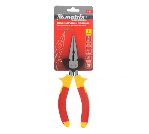Длинногубцы прямые Insulated, 160 мм, двухкомпонентные рукоятки Matrix Professional
Длинногубцы прямые Insulated, 160 мм, двухкомпонентные рукоятки Matrix Professional