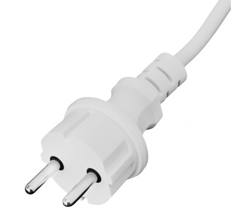 Шнур сетевой Energy Series, ПВС, 3 м, 2 x 1,5 мм, с неразборной вилкой, белый, Denzel

