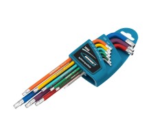 Набор ключей имбусовых Torx -TT, 9 шт: T10-T50, магнит, S2, экстра-длинные, хром/краска 9 шт Gross
