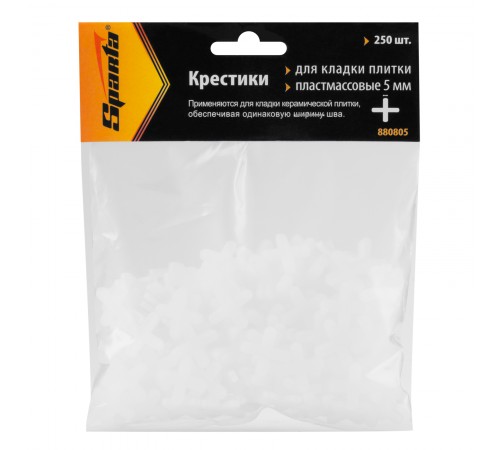 Крестики, 5 мм, для кладки плитки, 250 шт Sparta
Крестики, 5 мм, для кладки плитки, 250 шт Sparta