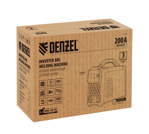 Аппарат инвертор. дуговой сварки SDM-200 Top, 200 А, ПВ 80% Denzel
