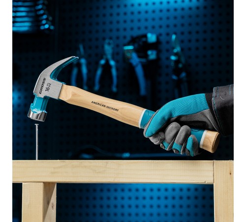 Молоток-гвоздодер, 450 г, угол 45, магнит, обрезиненная рукоятка American hickory GROSS

