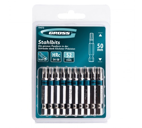 Бита Torx 30 х 50, сталь S2, 10 шт. Gross
Бита Torx 30 х 50, сталь S2, 10 шт. Gross