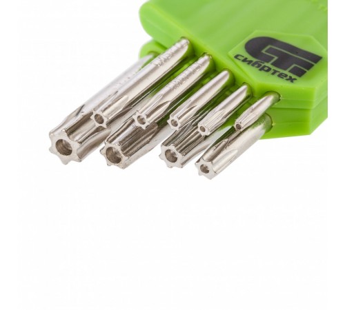 Набор ключей имбусовых Tamper-Torx , 9 шт: ТT10-ТT50.45x, закаленные, короткие, никель Сибртех
