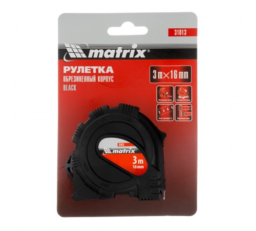 Рулетка Black,3 м х 16 мм,обрезиненный корпус Matrix
Рулетка Black,3 м х 16 мм,обрезиненный корпус Matrix