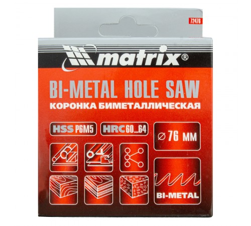 Коронка Bimetal, 76 мм Matrix
Коронка Bimetal, 76 мм Matrix