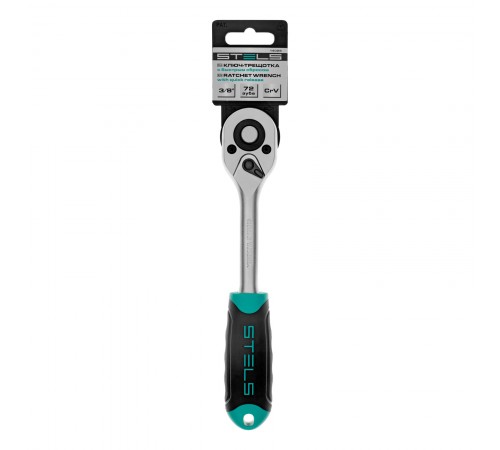 Ключ-трещотка 3/8", CrV, 72 зуба, с быстрым сбросом, матовый хром Stels
