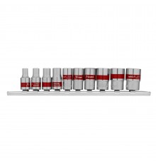 Набор торцевых головок, 1/4", 12 гранные, CrV, 4-13мм, 10 штук Matrix
