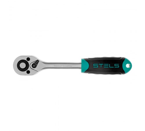 Ключ-трещотка 3/8", CrV, 72 зуба, с быстрым сбросом, матовый хром Stels
