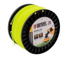 Леска для триммера витой квадрат, 4,0мм х 106м, на DIN катушке FLEX CORD Denzel
