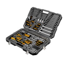 Набор инструментов, 1/2", 1/4", 3/8", CrV, S2, пластиковый кейс, 144 предмета Denzel
