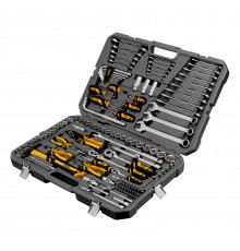 Набор инструментов, 1/2", 1/4", 3/8", CrV, S2, пластиковый кейс, 144 предмета Denzel
