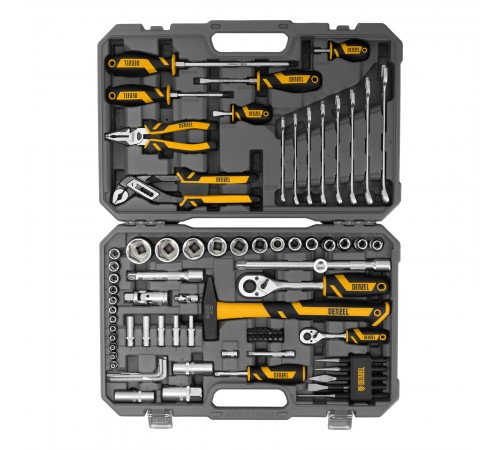 Набор инструментов, 1/2", 1/4", CrV, S2, пластиковый кейс, 84 предмета Denzel
Набор инструментов, 1/2", 1/4", CrV, S2, пластиковый кейс, 84 предмета Denzel